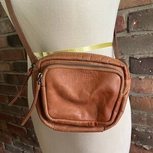 Lucky Brand Brown Leather Crossbody Double Pocket Pouch Purse